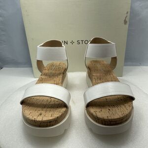 Sun + Stone Melanyy Wedge Sandals, White, Women Size 7M Item#841